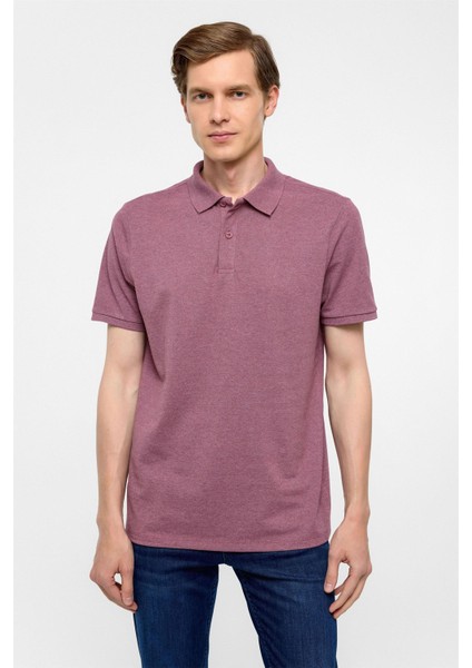 Koyu Bordo Regular Armürlü Polo Yaka Tişört