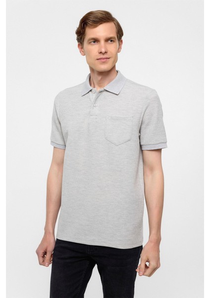 Gri Regular Armürlü Polo Yaka Tişört