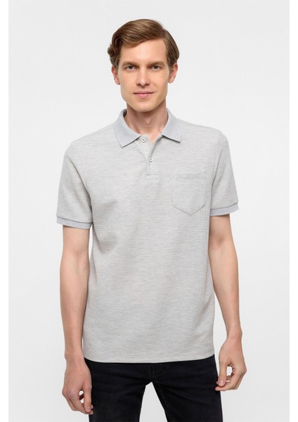 Gri Regular Armürlü Polo Yaka Tişört