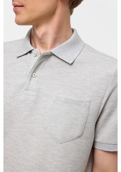 Gri Regular Armürlü Polo Yaka Tişört