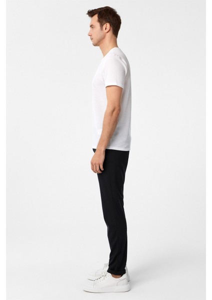 Beyaz Slim Fit Armürlü Bisiklet Yaka Tişört modelleri