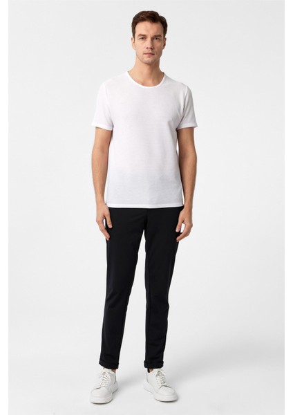 Beyaz Slim Fit Armürlü Bisiklet Yaka Tişört indirimleri