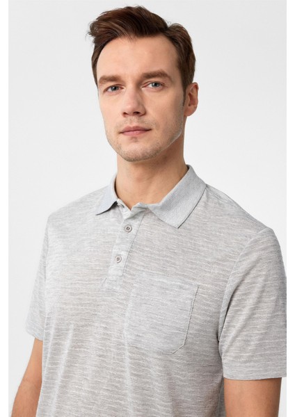 Gri Regular Armürlü Polo Yaka Tişört