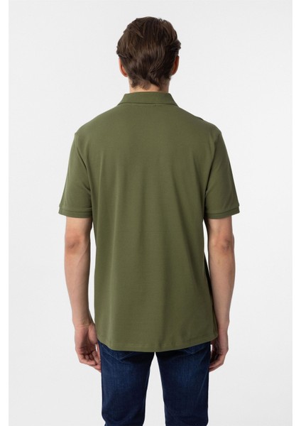 Haki Regular Düz Polo Yaka Tişört