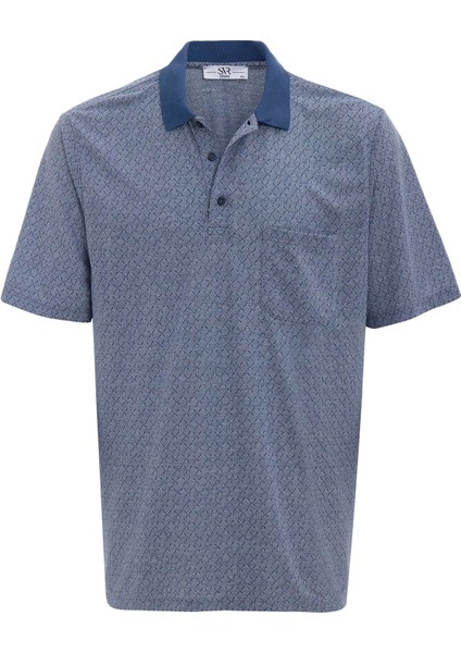 Lacivert Regular Desenli Polo Yaka Tişört
