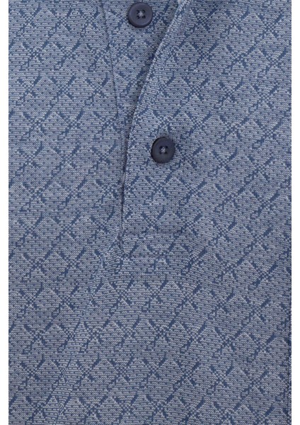 Lacivert Regular Desenli Polo Yaka Tişört