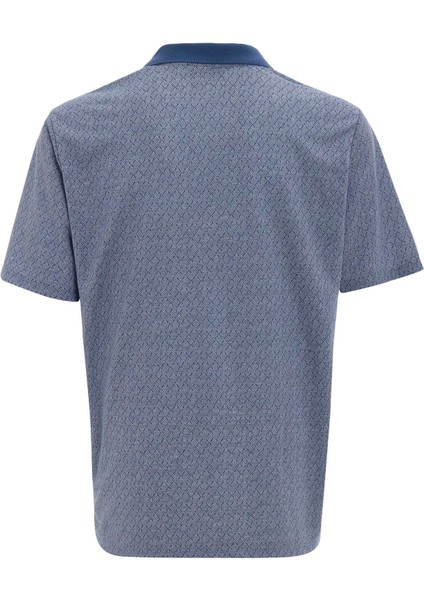 Lacivert Regular Desenli Polo Yaka Tişört