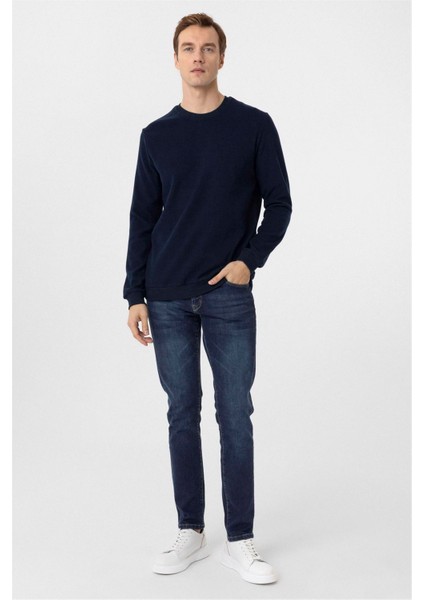 Lacivert Regular Düz Bisiklet Yaka Triko indirimleri