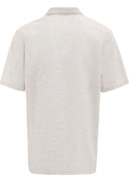 Ekru Regular Armürlü Polo Yaka Tişört