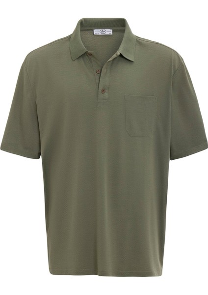 Haki Regular Armürlü Polo Yaka Tişört