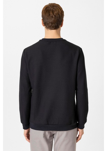 Siyah Regular Armürlü Bisiklet Yaka Triko modelleri