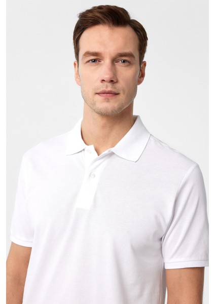 Beyaz Slim Fit Armürlü Polo Yaka Tişört fiyatları