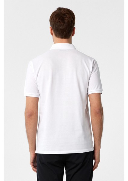 Beyaz Slim Fit Armürlü Polo Yaka Tişört indirimleri