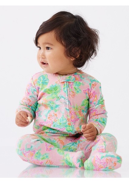 Lilly Organik Pamuklu Ayaklı Fermuarlı Bebek Tulum