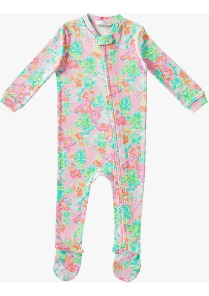 Lilly Organik Pamuklu Ayaklı Fermuarlı Bebek Tulum