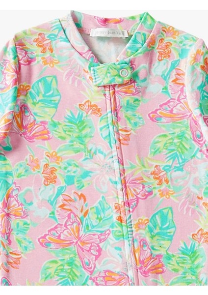 Lilly Organik Pamuklu Ayaklı Fermuarlı Bebek Tulum