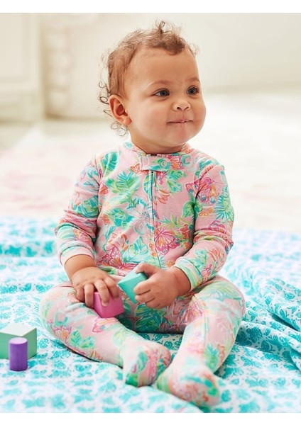 Lilly Organik Pamuklu Ayaklı Fermuarlı Bebek Tulum