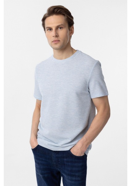 Mavi Regular Armürlü Bisiklet Yaka Tişört modelleri