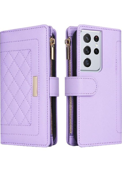 Samsung Galaxy S21 Ultra Kayış Darbeye Cüzdan Kart Yuvaları Için Flip Case (Yurt Dışından)