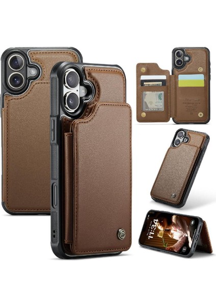 IPhone 16 Için Flip Case Kart Tutucu Rfıd Engelleme Ince Darbeye Durumda Pu (Yurt Dışından)