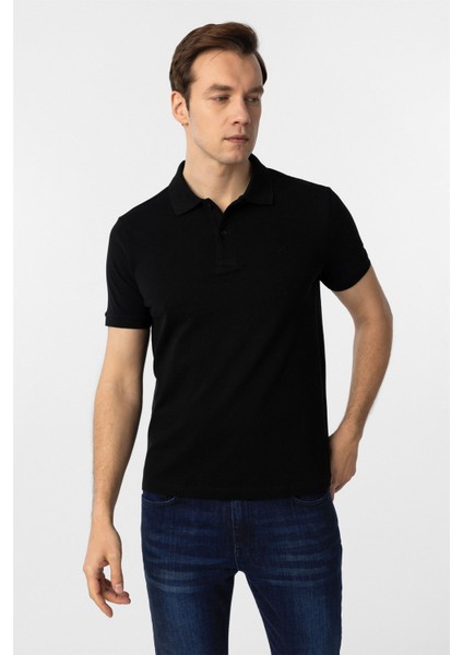 Siyah Slim Fit Düz Polo Yaka Tişört fiyatları