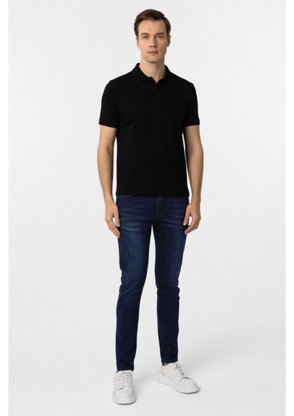 Siyah Slim Fit Düz Polo Yaka Tişört indirimleri