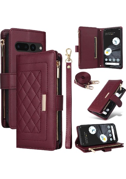 Google Piksel 7 Pro Kayış Darbeye Dayanıklı Cüzdan Kart Yuvaları Için Flip Case (Yurt Dışından)