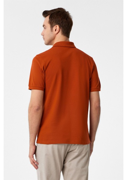 Kiremit Slim Fit Armürlü Polo Yaka Tişört indirimleri