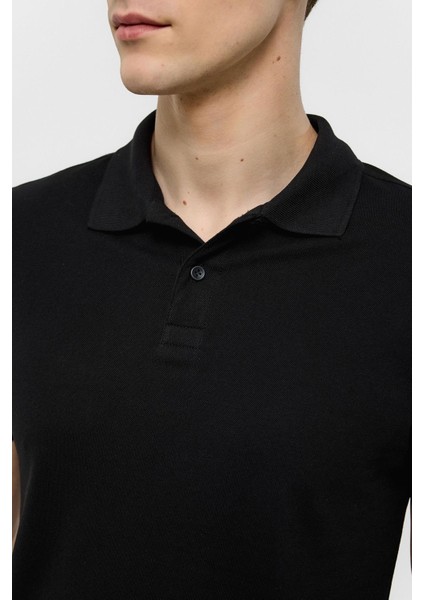 Siyah Slim Düz Polo Yaka Tişört fırsatları
