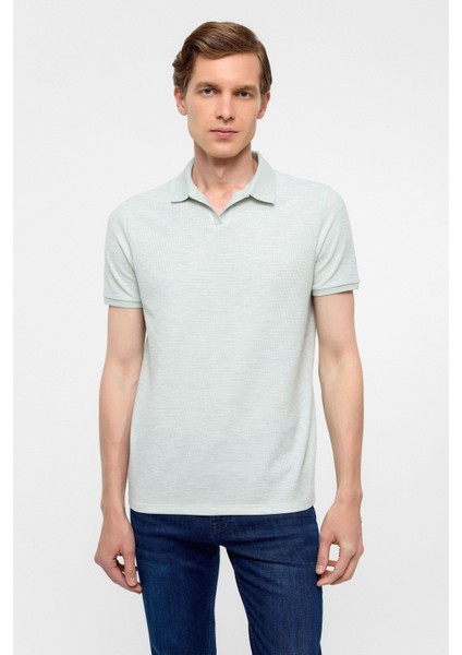 Haki Regular Armürlü Polo Yaka Tişört