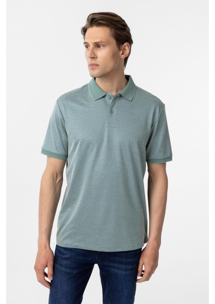 Yeşil Regular Baskılı Polo Yaka Tişört