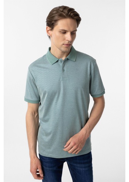Yeşil Regular Baskılı Polo Yaka Tişört