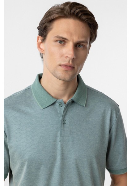 Yeşil Regular Baskılı Polo Yaka Tişört