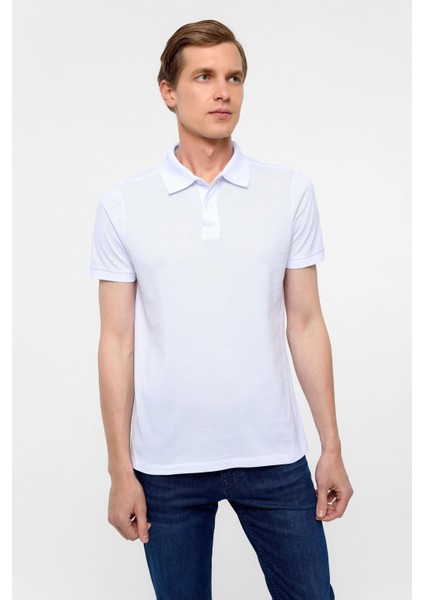 Beyaz Slim Düz Polo Yaka Tişört fırsatları