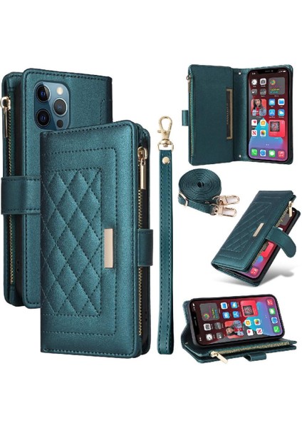 IPhone 12 Için Flip Case Pro Max Cüzdan Kart Yuvaları Kayış Darbeye (Yurt Dışından)