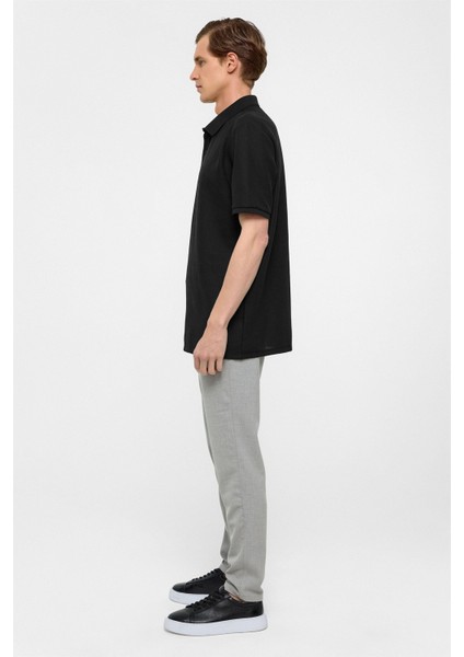 Siyah Regular Armürlü Polo Yaka Tişört indirimleri