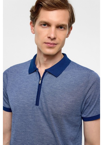 Lacivert Slim Fit Baskılı Polo Yaka Tişört fırsatları