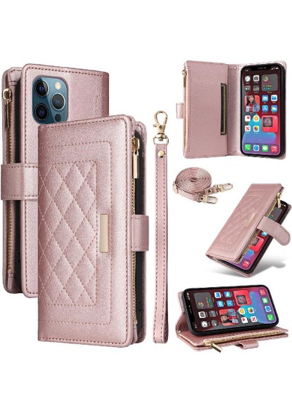 IPhone 12 Için Flip Case Pro Max Cüzdan Kart Yuvaları Kayış Darbeye (Yurt Dışından)