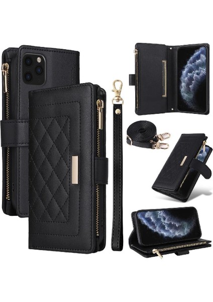 IPhone 11 Için Flip Case Pro Max Cüzdan Kayış Kart Yuvaları Darbeye (Yurt Dışından)