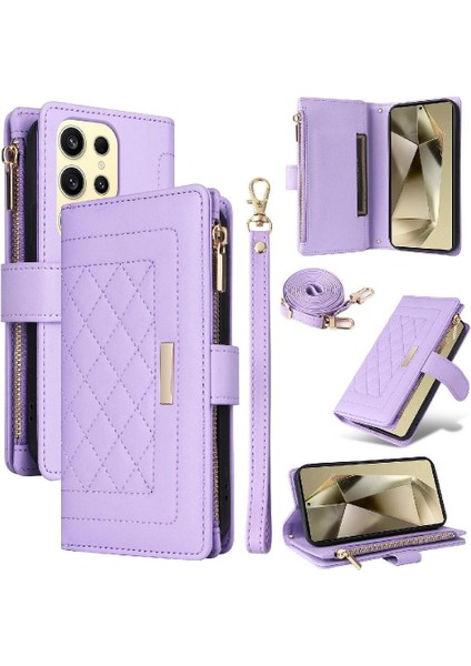 Samsung Galaxy S24 Ultra Cüzdan Kayış Darbeye Kart Yuvaları Için Flip Case (Yurt Dışından)