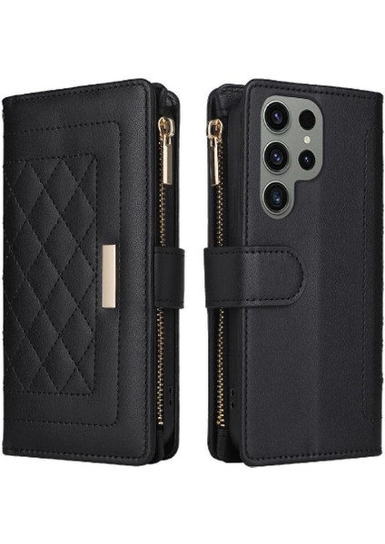 Samsung Galaxy S23 Ultra Kart Yuvaları Için Flip Case Darbeye Cüzdan Kayış (Yurt Dışından) modelleri