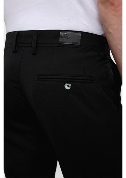 Siyah Slim Fit Desenli Kumaş Pantolon indirimleri