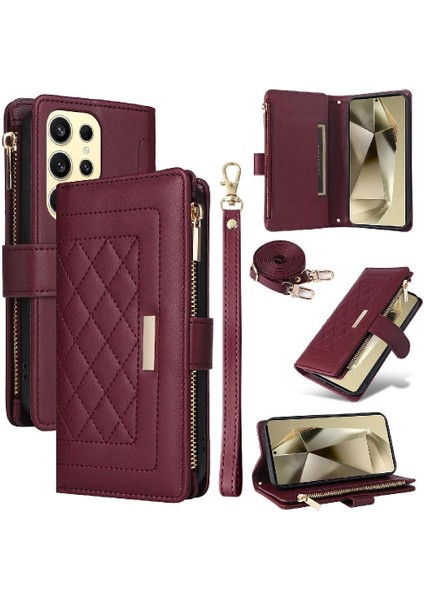 Samsung Galaxy S24 Ultra Cüzdan Kayış Darbeye Kart Yuvaları Için Flip Case (Yurt Dışından)