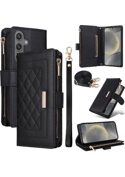 Samsung Galaxy S24 Darbeye Cüzdan Kayış Kart Yuvaları Için Flip Case (Yurt Dışından)