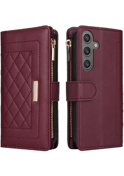 Samsung Galaxy S24 Darbeye Cüzdan Kayış Kart Yuvaları Için Flip Case (Yurt Dışından)