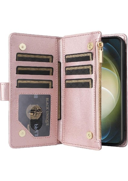 Samsung Galaxy S23 Ultra Kart Yuvaları Için Flip Case Darbeye Cüzdan Kayış (Yurt Dışından) modelleri