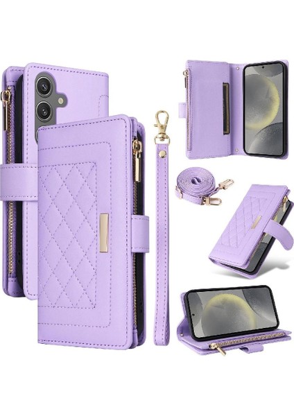 Samsung Galaxy S24 Darbeye Cüzdan Kayış Kart Yuvaları Için Flip Case (Yurt Dışından)