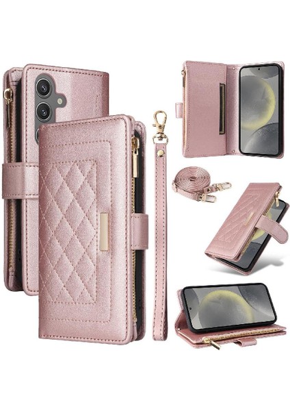 Samsung Galaxy S24 Darbeye Cüzdan Kayış Kart Yuvaları Için Flip Case (Yurt Dışından)