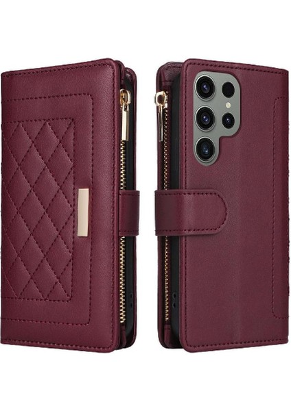 Samsung Galaxy S23 Ultra Kart Yuvaları Için Flip Case Darbeye Cüzdan Kayış (Yurt Dışından)