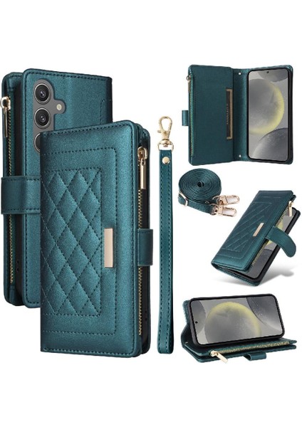 Samsung Galaxy S24 Darbeye Cüzdan Kayış Kart Yuvaları Için Flip Case (Yurt Dışından)